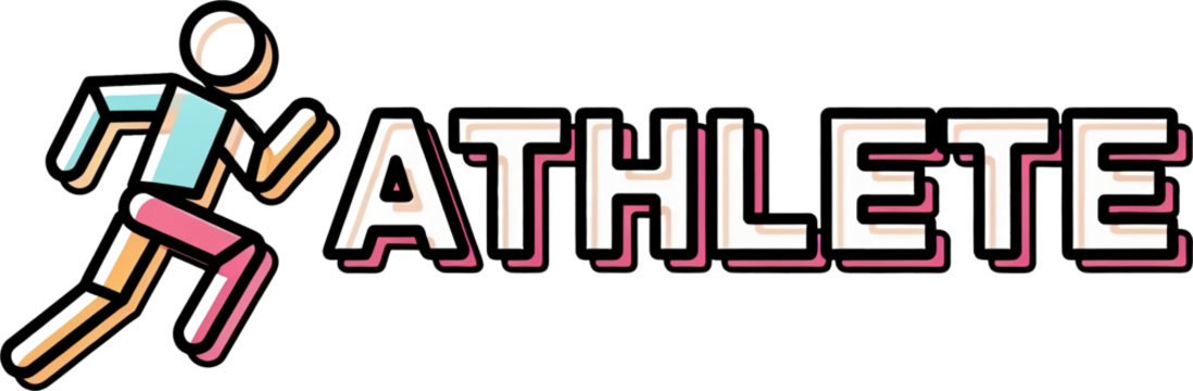 Illustration of a running athlete with the word 'ATHLETE' next to the figure.