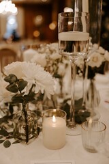 Wedding table setting centrepiece