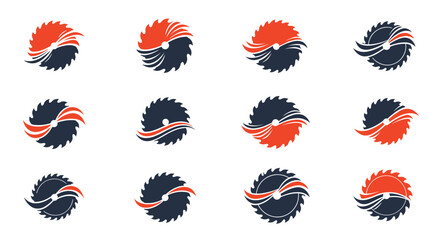 Dynamic saw blade logos for powerful industrial brands and cutting edge design projects