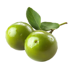Obraz premium Greengage Fruit on white Background Isolated [Transparent Background PNG].