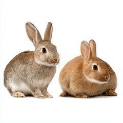 Obraz premium Two Adorable Rabbits Posing Against White Background , isolated on white background png
