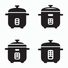 Rice cooker solid appliance icons pack