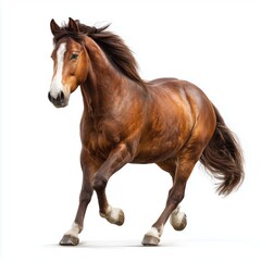 Obraz premium Powerful Brown Horse in Motion , isolated on white background png