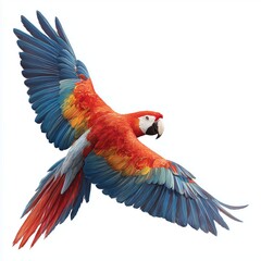 Fototapeta premium Stunning Flying Macaw Illustration , isolated on white background png