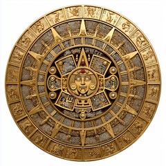 Obraz premium Stunning Mayan Calendar Gold Art , isolated on white background png