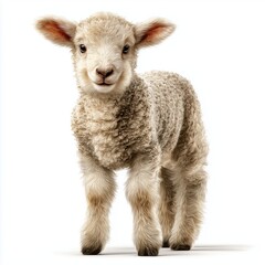 Fototapeta premium Adorable Baby Lamb Portrait , isolated on white background png