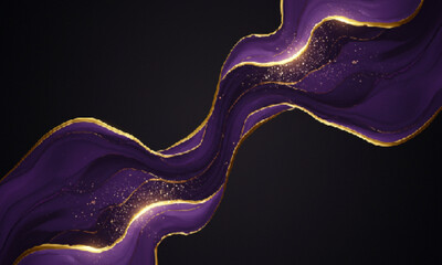 Gold and Violet Swirls with Glowing Edges