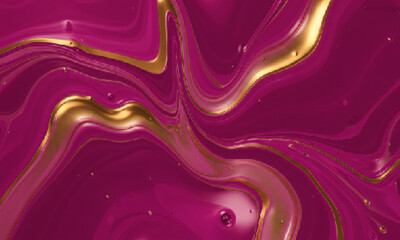 Gold and Magenta Swirls with Metallic Shine