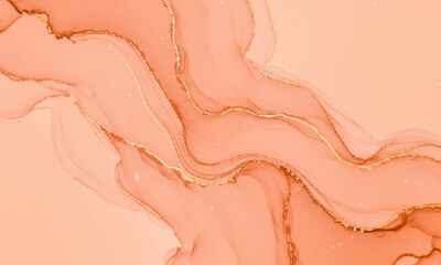Soft Peach and Gold Blended Swirls