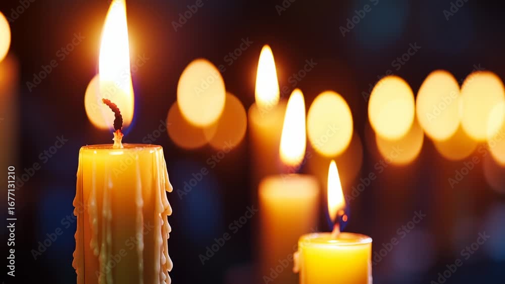 Poster candles flicker softly in dimly lit room creating inviting warm glow for a calming ambiance. ideal f