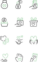 Fototapeta premium Money and payment related line icon set. Funds and savings vector icon collection. Income and profit linear icons.