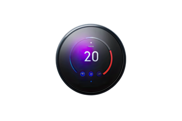 Modern circular smart thermostat with digital display