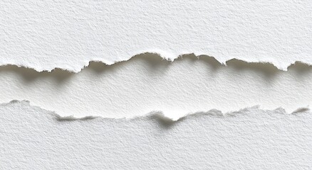 Torn white paper, a horizontal, textured gap