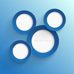 Vector Infographic or Abstract Background with Four Overlapping Blue Ring Frames with White Centers on a Blue Gradient Background