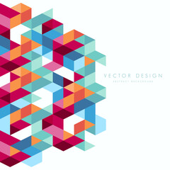 Obraz premium Vector Abstract Background with Colorful Geometric Cube or Isometric Triangle Mosaic Pattern