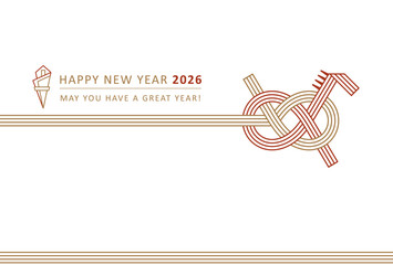 2026年午年年賀状　おしゃれでシンプルな馬の水引