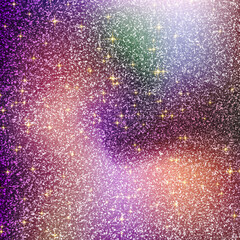 Abstract colorful background with bubbles and light effects in a dark starry sky design