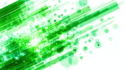 Overlapping translucent green rays with soft bokeh highlights on white background representing ecological data and modern technology themes