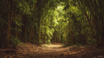 Fototapeta premium Zen Bamboo Forest Scene Symbolizing Harmony and Sustainability