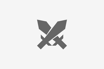 Fototapeta premium cross swords minimalist bold silhouette logo