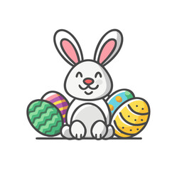easter bunny with easter eggs