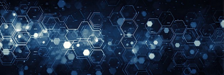 Abstract digital hexagons on a dark background