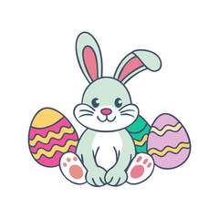 easter bunny with easter eggs