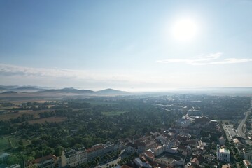 Louny historical town and city center aerial panorama, Ceske Stredohori,Bohemia Czech republic, old town square and streets landmark