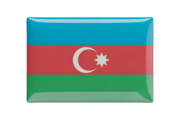 Azerbaijan flag icon emblem badge with glossy, vibrant finish, perfect for travel, culture, and national themes