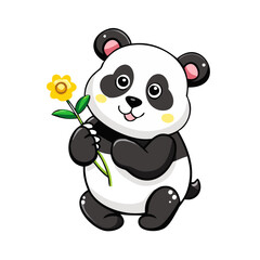 panda with a flower transparent background .png (scalable)