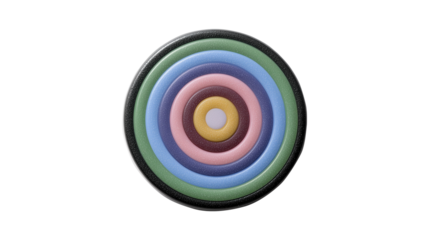 Colorful concentric circles abstract design isolated on transparent background