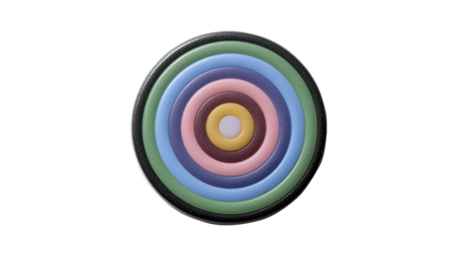 Colorful concentric circles abstract design isolated on transparent background