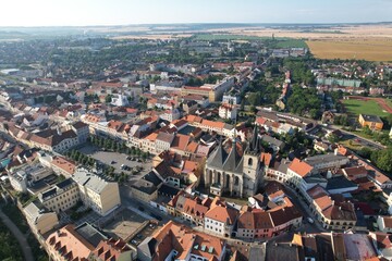 Obraz premium Louny historical town and city center aerial panorama, Ceske Stredohori,Bohemia Czech republic, old town square and streets landmark