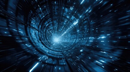 Dark tunnel, swirling light,  rapid motion