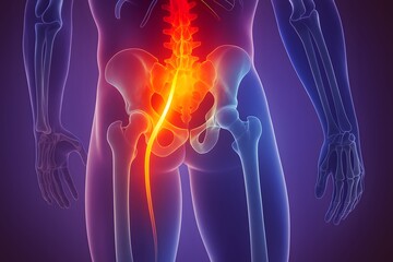 Medical Illustration of Sciatic Nerve Inflammation