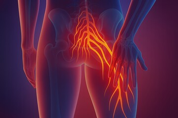 Medical Illustration of Sciatic Nerve Inflammation