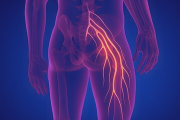 Medical Illustration of Sciatic Nerve Inflammation