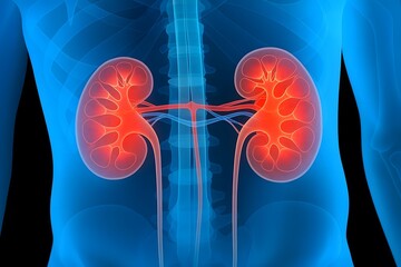 Human Kidney Anatomy 3D Rendering