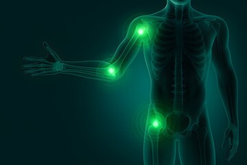  Human Body with Highlighted Joint Pain and Inflammation Concept