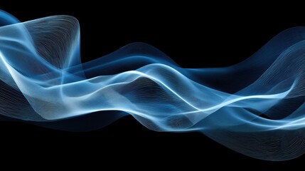 Naklejka premium Abstract Blue Flowing Wave Lines on Black Background