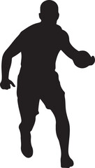 Sports man icon in silhouette white background.