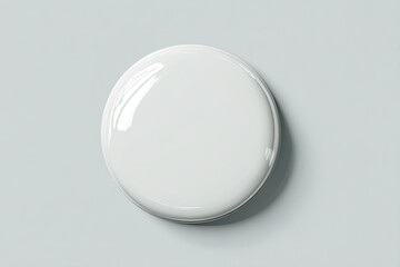 Blank, round, white button, glossy surface