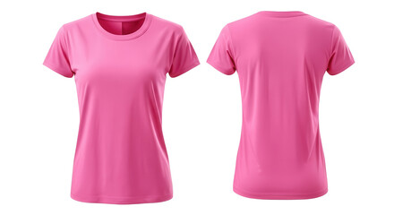 Pink T-shirt mockup, front and back views isolated PNG with Transparent Background