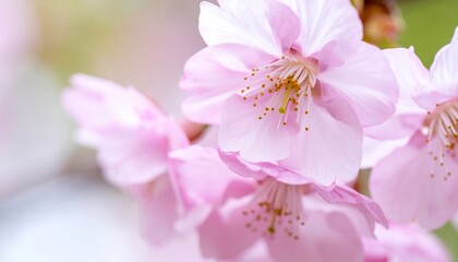 Close-up of delicate pink cherry blossoms