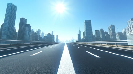 Obraz na płótnie Canvas Highway perspective modern cityscape