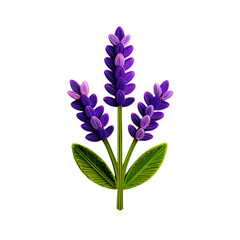 Obraz premium Lavender Sprig with Purple Buds and Green Stem, Flat-Lay Aromatic Herb Isolated on Transparent Background, Organic Botanical Plant for Wellness and Aromatherapy