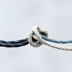 Intertwined cords, knot, connection, teamwork, abstract background, business concept
