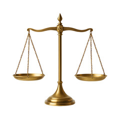 Golden Balance Scale Isolated on White Background