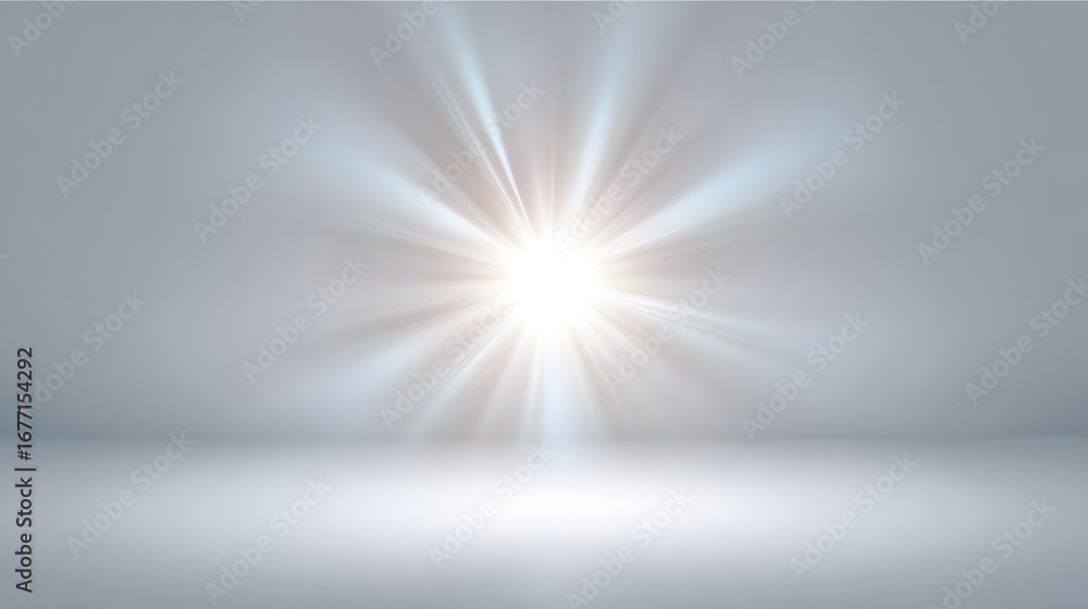 Poster a bright light source emanating rays in a soft, blurred background