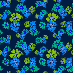 Hawaiian Blue Hibiscus Seamless Repeat